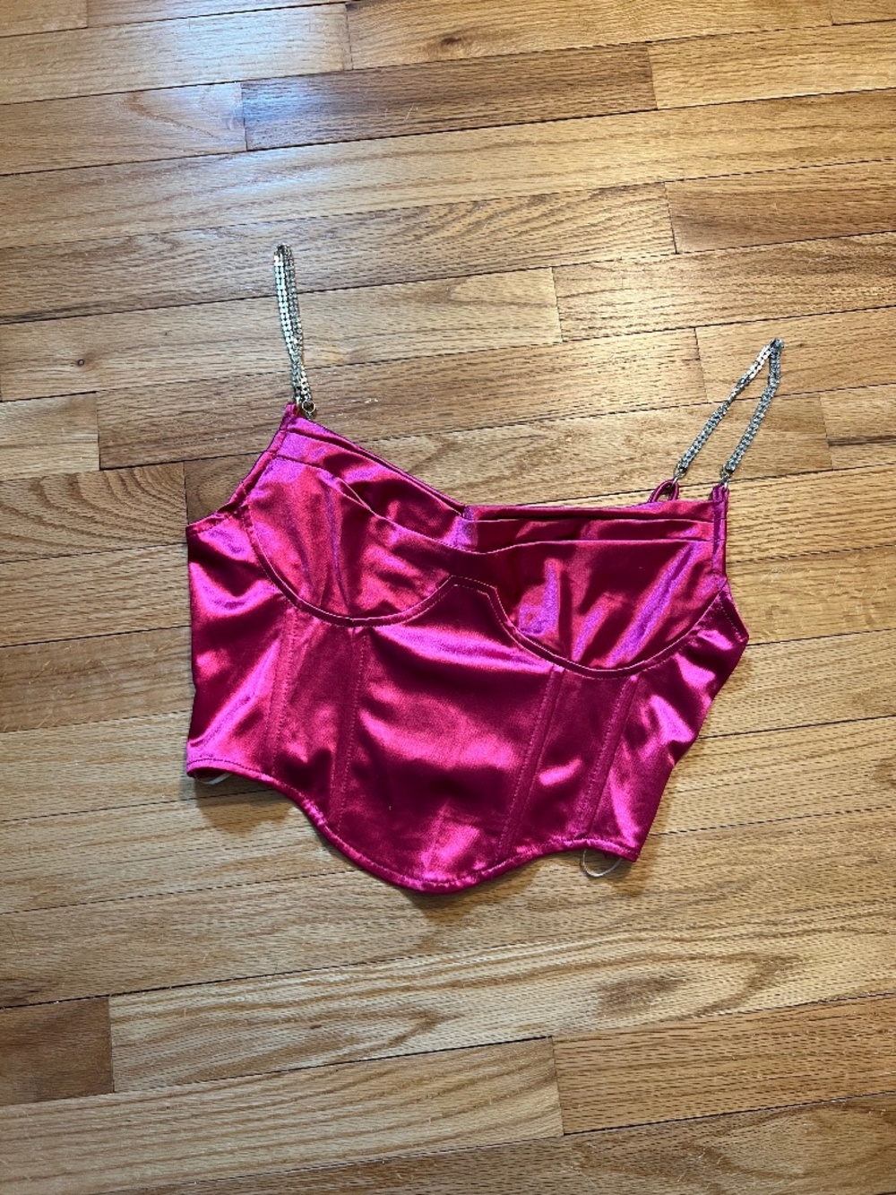 Bear Dance Hot Pink Satin Crop Top